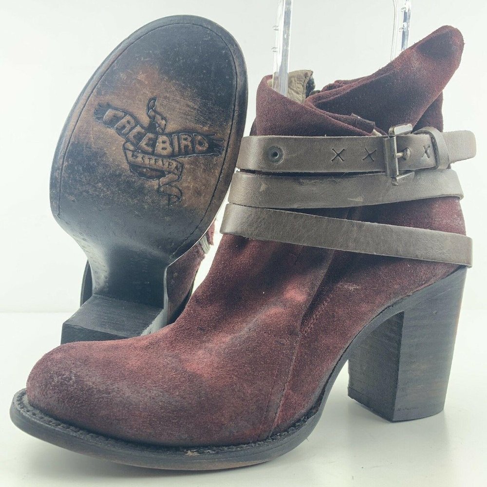 Freebird by Steven Womens Boots Size 10 Blaze Leather Red Wine Distressed Rare‎